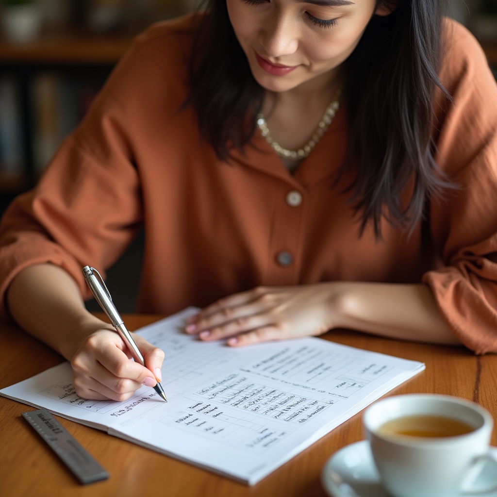 Participant writing a specific saving goal statement on a workshop worksheet